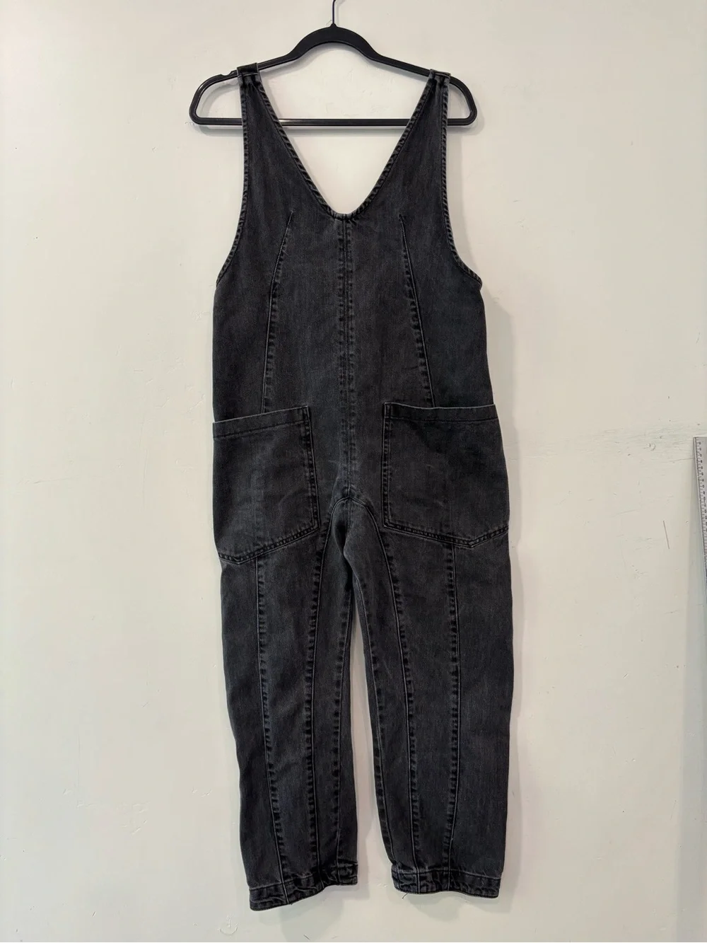 Free People We The Free High Roller Jumpsuit Women’s Size XS Black Denim Romper